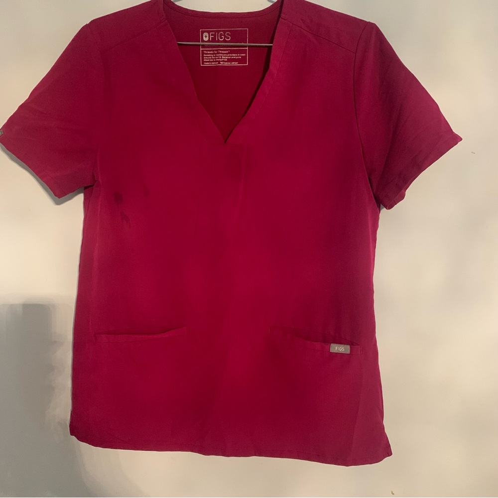 Figs Wine Red Scrub Top